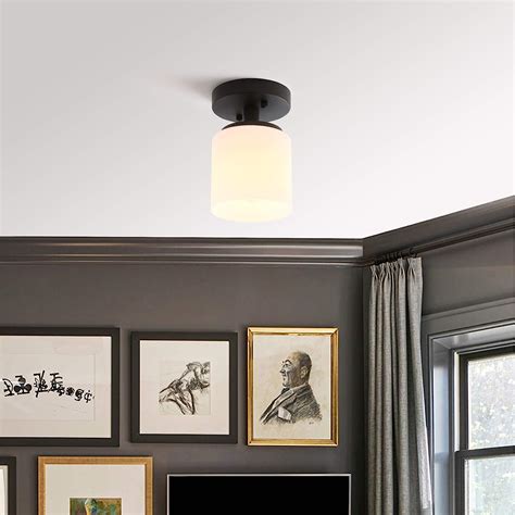 Buy Pathson Modern Ceiling Light Fixture with White Glass Shade, 1 ...