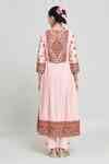 Buy Pink Silk Embroidery Round Neck Kashmiri Thread Work Kurta And Pant ...
