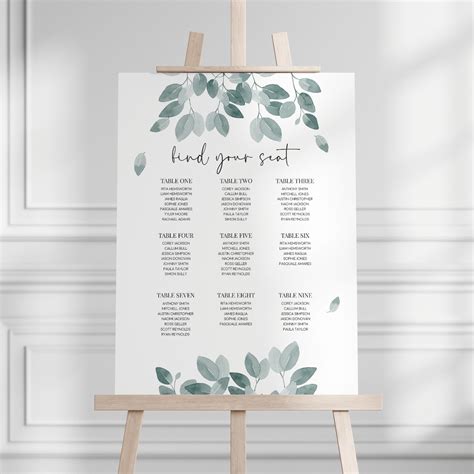 Earthy Wedding Seating Chart Sign
