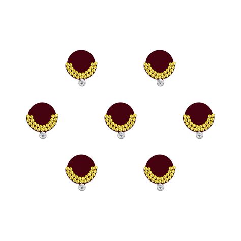 Comet Busters Beautiful Maroon Bindi With Gold Beads (BIN2130)
