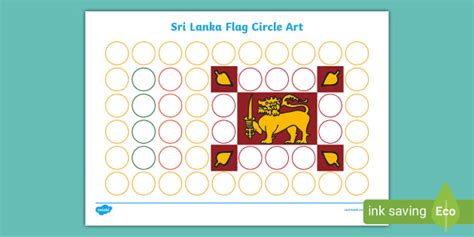 Sri Lanka Flag Circle Art Worksheet | Flag Circle Art Sheet
