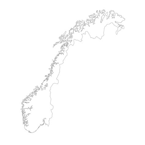 Bardzo szczegółowa mapa Norwegii z granicami na białym tle | Wektor Premium