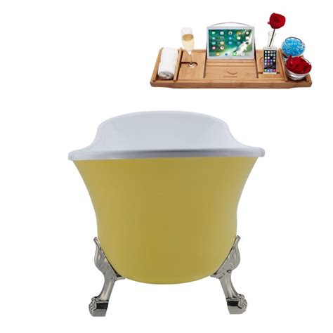 Streamline 28.3-Inches x 63-Inches Matte Yellow Acrylic Oval Clawfoot ...