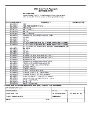 2021 Aggregate Bid - NCDOT Doc Template | pdfFiller