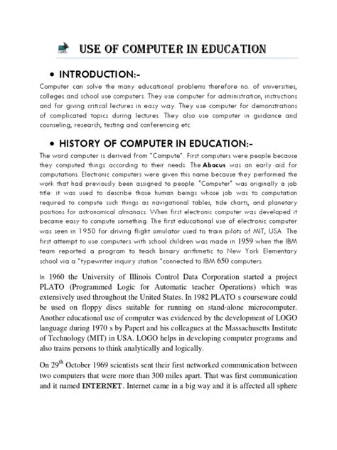 Use of Computer in Education System PDF 的图像结果