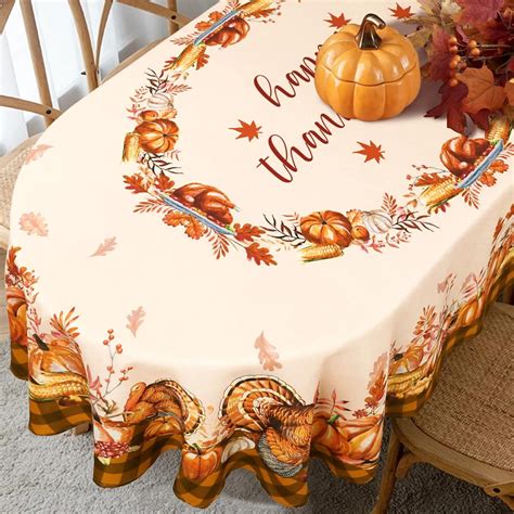 Fall Thanksgiving Tablecloth for Round,Oval,Rectangle Tables,Waterproof ...