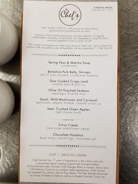 Treat your taste buds with the Chef's Table on the Carnival Magic