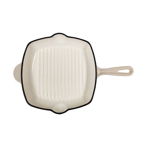 28cm Enamel Coating Cast Iron Square Shape Grill Frying Pan with ...