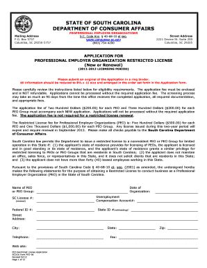 Fillable Online consumer sc STATE OF SOUTH CAROLINA DEPARTMENT OF ...