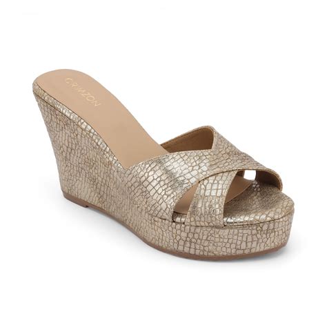 Crimzon Women Aiyana Bronze Wedges 3.25 Inch Heel Faux Leather