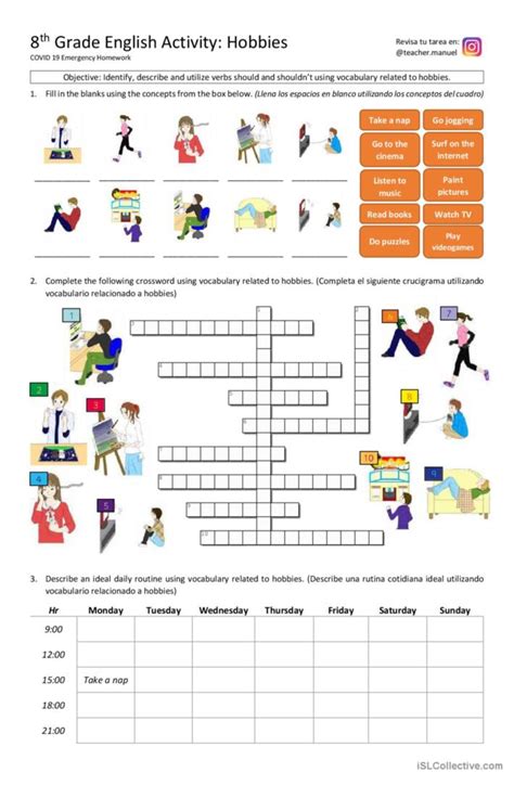 English Sing Sing Hobbies Worksheet 的图像结果