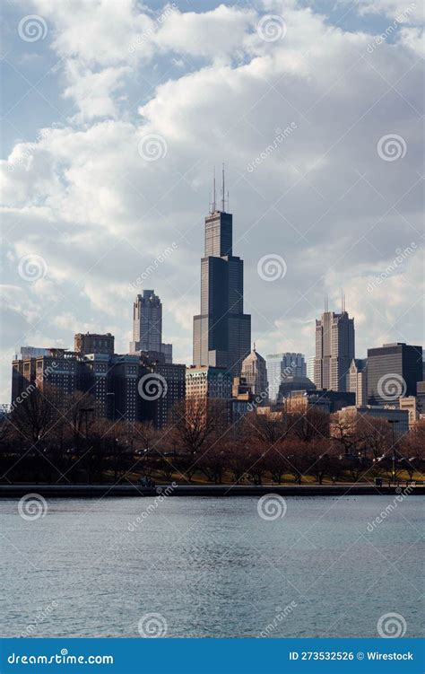 Stunning View of a Large City Skyline Situated Above a Tranquil Lake ...