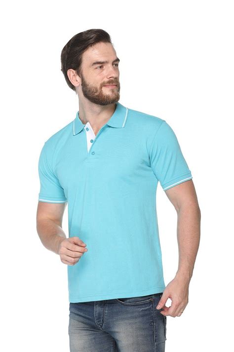Shop Pikmee Highline Electric Blue Polo T-Shirt | white Tipping