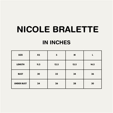 Nicole Bralette Size Guide – BurgerBae