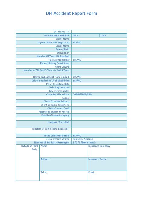 Image result for Auto Accident Report Form Template