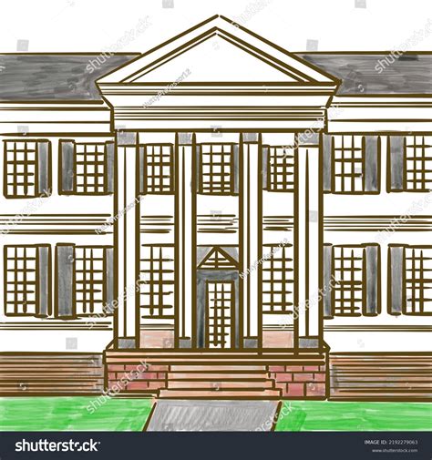 Colonial Home Illustration Drawing Colonial Home Stock Illustration ...