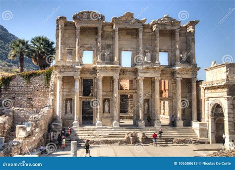 Ruins of Celsus Library in Ephesus, Turkey Editorial Stock Photo ...