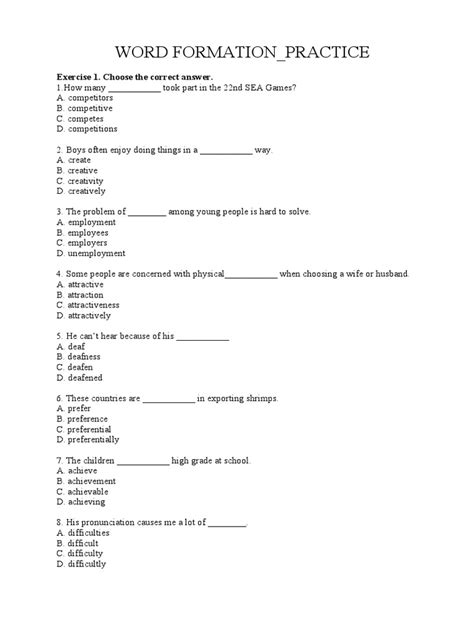 Word Formation Practice 的图像结果