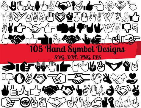 Buy 105 Hand Symbol SVG Bundle, Hand Sign Svg, Hand Symbol Dxf, Hand ...