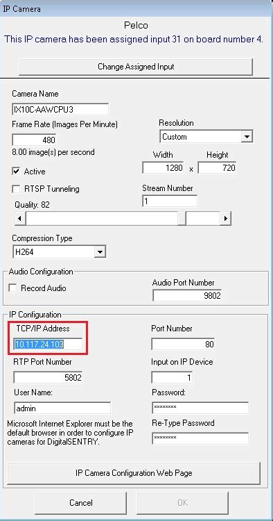 IP Camera Configuration 的图像结果