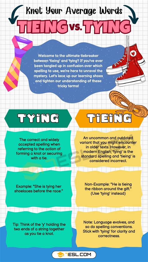 Tieing or Tying: Simple Spelling Guide • 7ESL