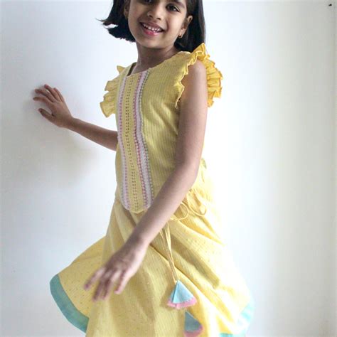 Cotton Ruffle Lehenga with Dori Work for Girls – charkhee