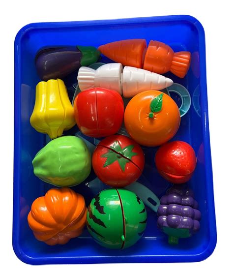 Buy PLUSPOINT 14 PCS Cutting Play Food with Tray Toy Kitchen Pretend ...