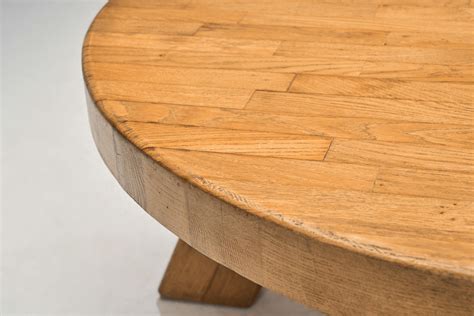 Solid Oak Round Brutalist Coffee Table, The Netherlands 1970s For Sale ...