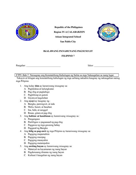 Image result for Abstract Exam Tagalog