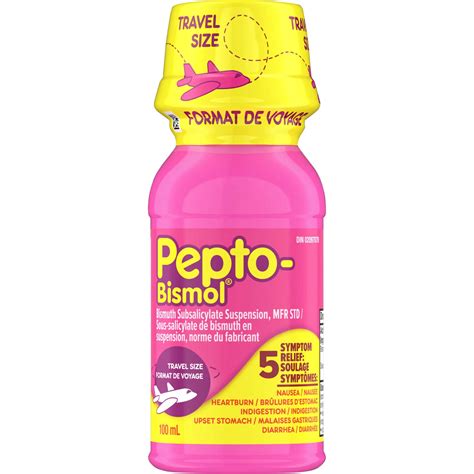 Pepto Bismol Liquid for Nausea, Heartburn, Indigestion, Upset Stomach, Diarrhea - Travel Size ...