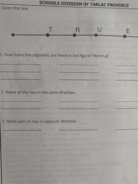 1.how many line segment are there in the figure? Name all. 2. Name all ...