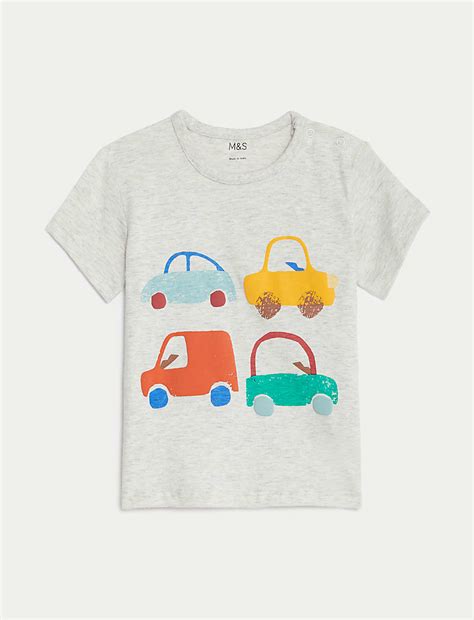Buy Pure Cotton Car Print T-Shirt (0-3 Yrs) at Marks & Spencer
