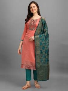 Ethnic Junction Chanderi Embroidered Salwar Suit Material Price in ...