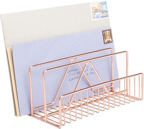 Buy MyGift Rose Gold Metal Mail Holder Countertop Rack with 3 Slots ...