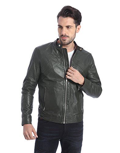 Buy Jack & Jones Men's Leather Jacket (12105221_Forest Night_XX-Large ...