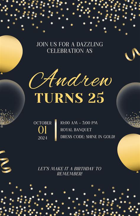 Free Golden Birthday Templates to Edit Online