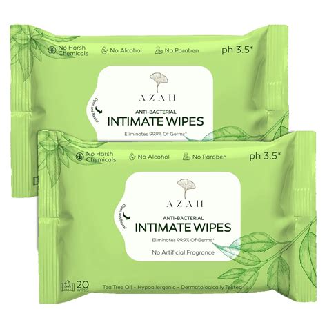 AZAH Intimate Wipes for Women | AntiBacterial Vaginal Wipes Pack of 40 ...