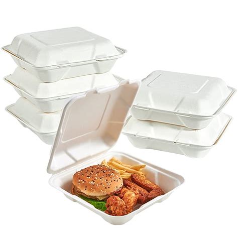 Buy ECOLipak 50 Pack Clamshell Take Out Food Containers, 100% ...