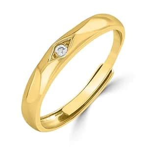 ZAVYA 925 Sterling Silver Cubic Zirconia Gold Plated Adjustable Ring ...