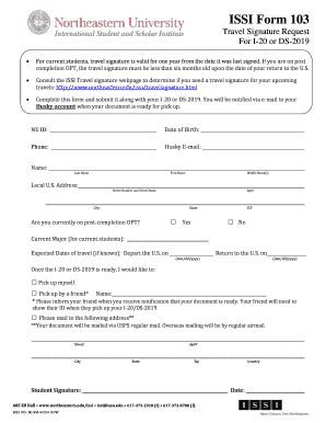 Fillable Online northeastern ISSI Form 103 - northeastern Fax Email ...