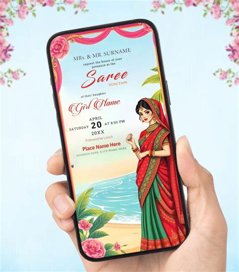 Half Saree Voni Ceremony Digital Invitation Card – VideoGiri