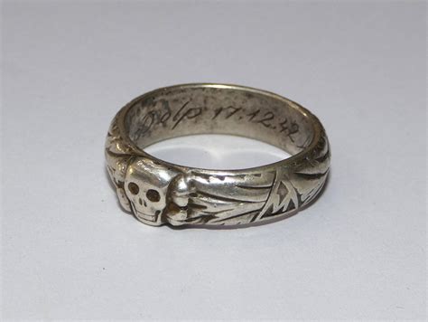 Lot - An SS Death Head Ring in Rare SS Ring Box - Marked