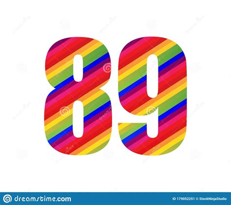 89 Number Rainbow Style Numeral Digit. Colorful Number Vector ...