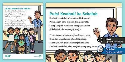 Puisi 2 Bait 4 Baris Tentang Kembali ke Sekolah - Twinkl