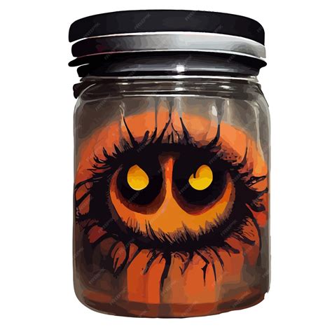 Premium Vector | Illustration vector graphic of glass bottle jar with spooky eye monster good ...