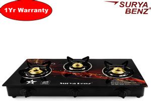 Surya Benz BA-333 Glass Automatic Gas Stove Price in India - Buy Surya ...