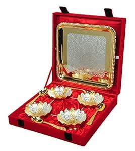 Buy Piepot Silver Plated German Silver Kamal Lotus Bowl Set Of 9Pcs ...