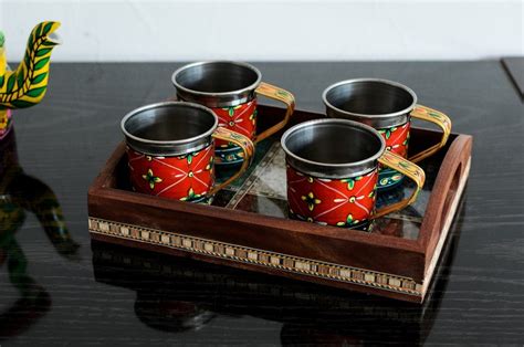 Multipurpose Gemstone Filled 6 Sq Brown Wooden Utility Tray ...