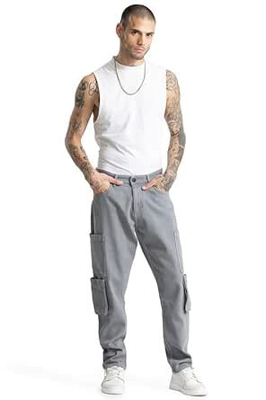Buy SNITCH Solid Void Grey Baggy Fit Jeans at Amazon.in