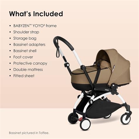 Buy Babyzen YOYO2 White Frame + Ginger Bassinet - Includes Thick Double ...